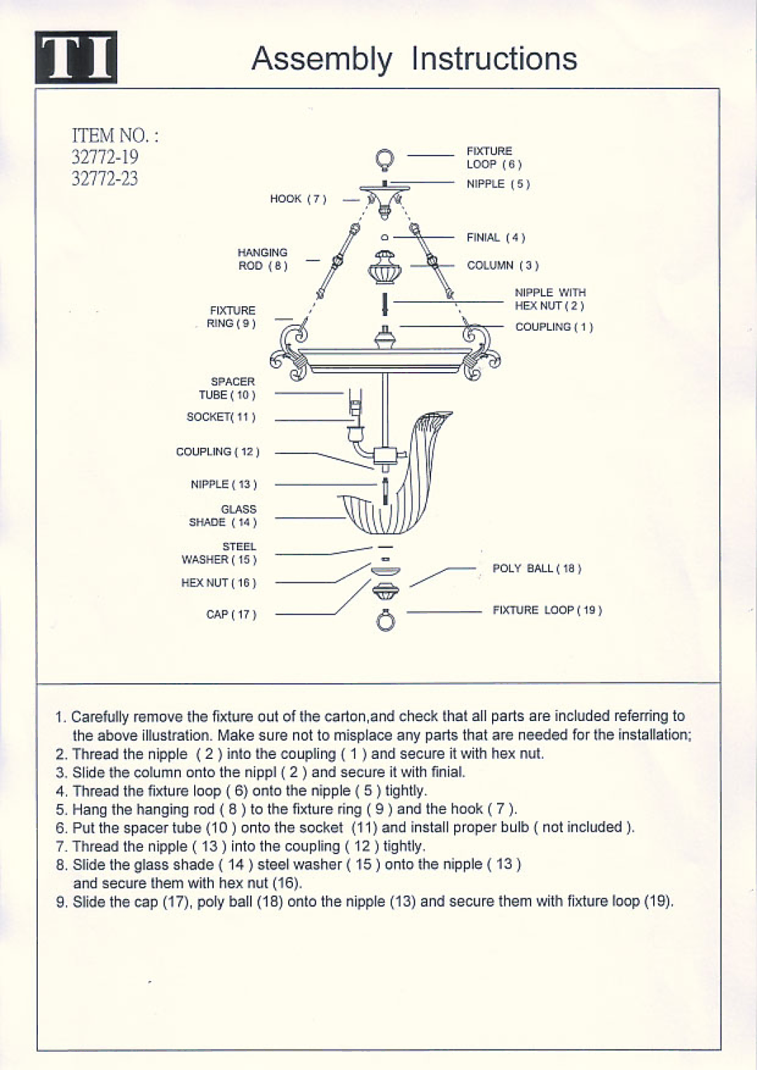 Triarch 32772/19, 32772/23 manual 