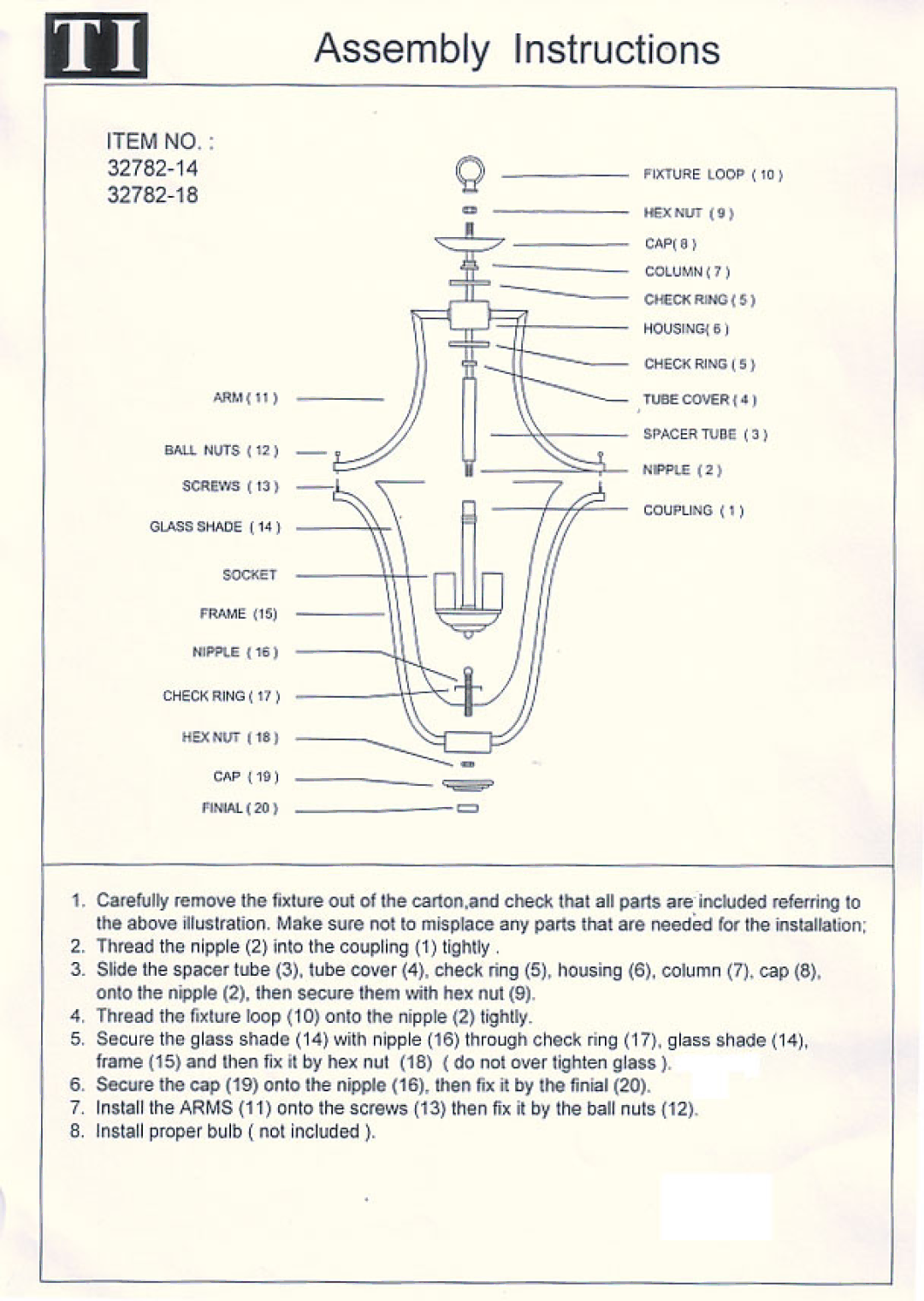 Triarch 32782/18, 32782/14 manual 