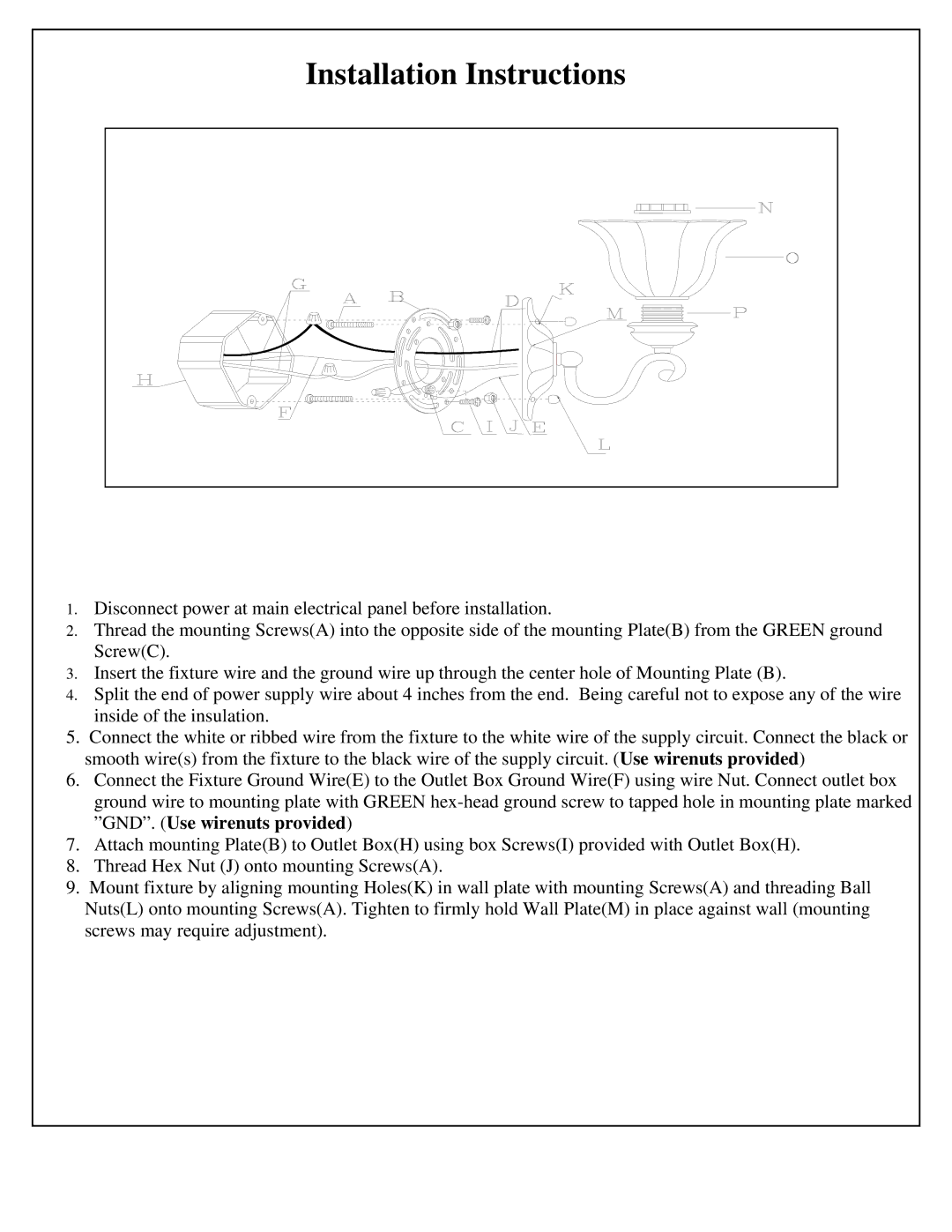 Triarch 33160/1 installation instructions Installation Instructions 