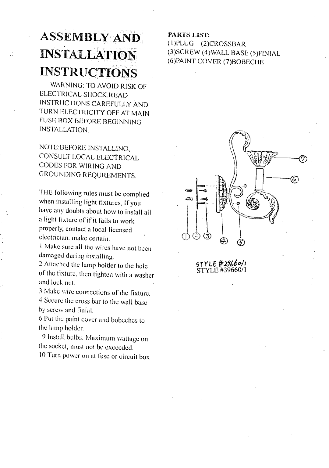 Triarch 39660/1 manual 