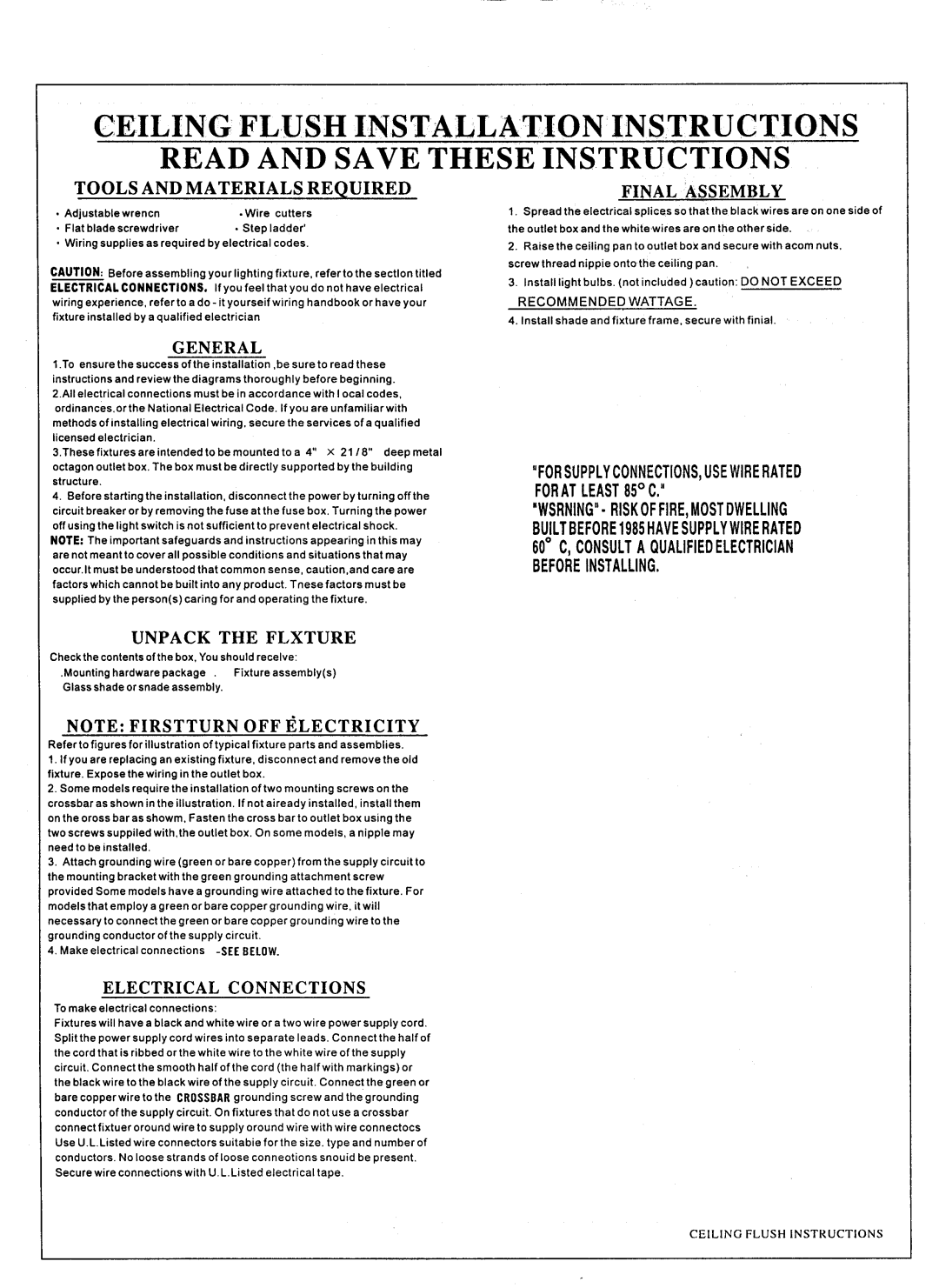Triarch Ceiling Flush manual 