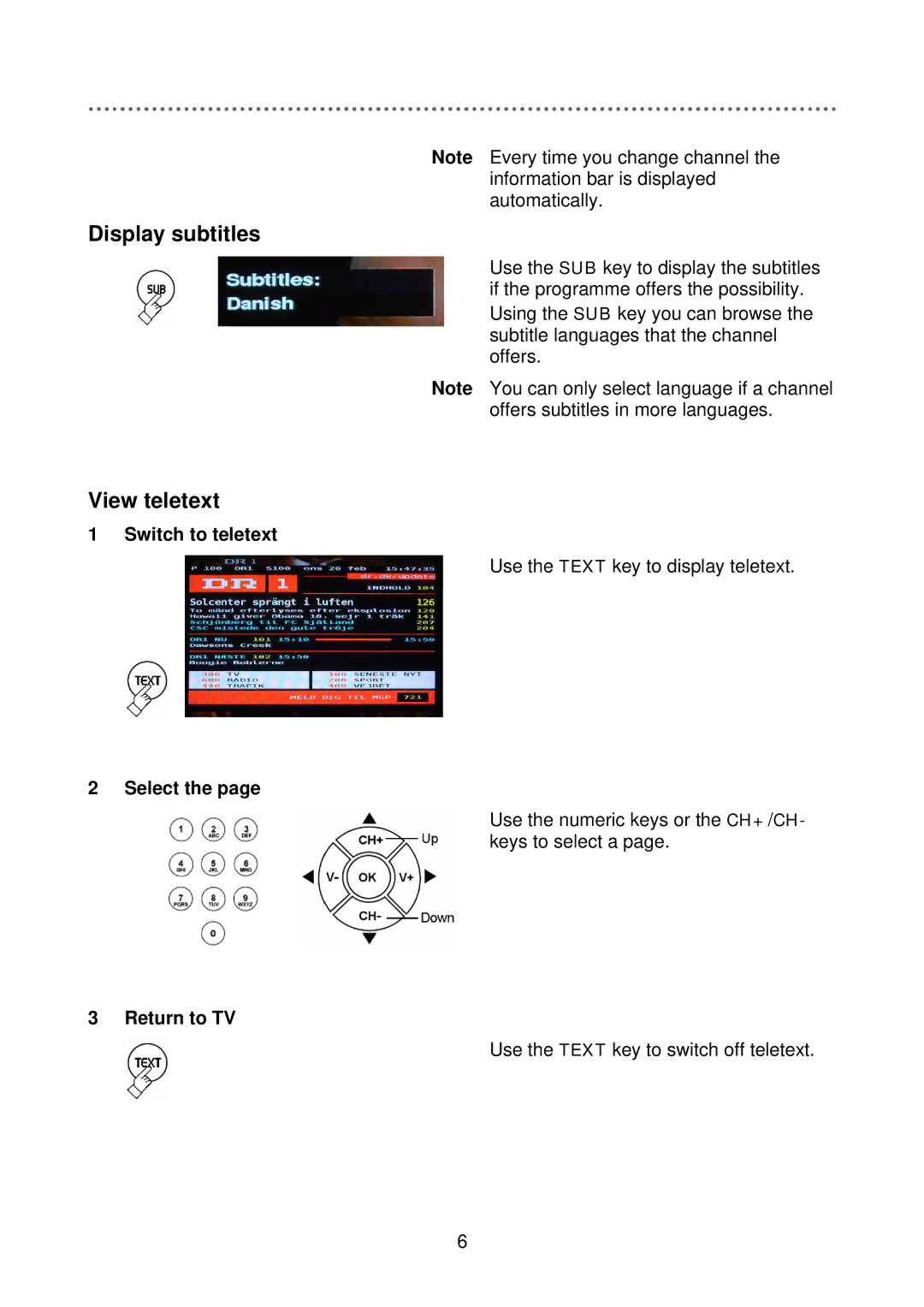 Triax 305041 manual Display subtitles, View teletext 