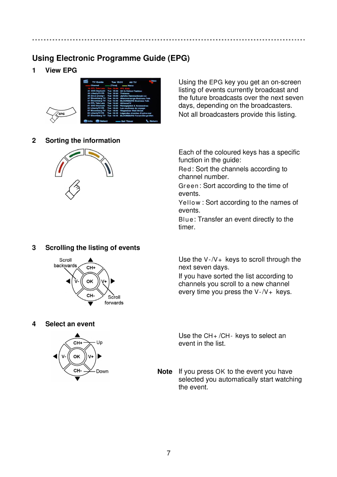 Triax 305041 manual Using Electronic Programme Guide EPG, View EPG 