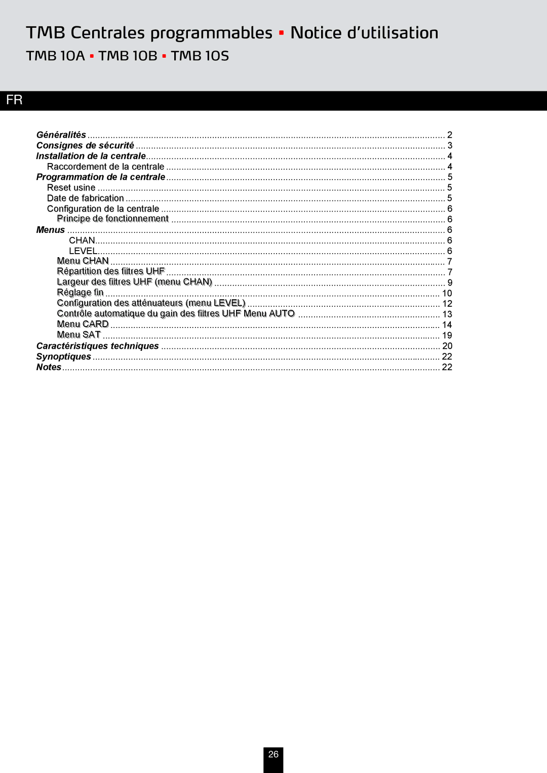 Triax 324575, 324577, 324576 manual TMB Centrales programmables Notice d’utilisation 