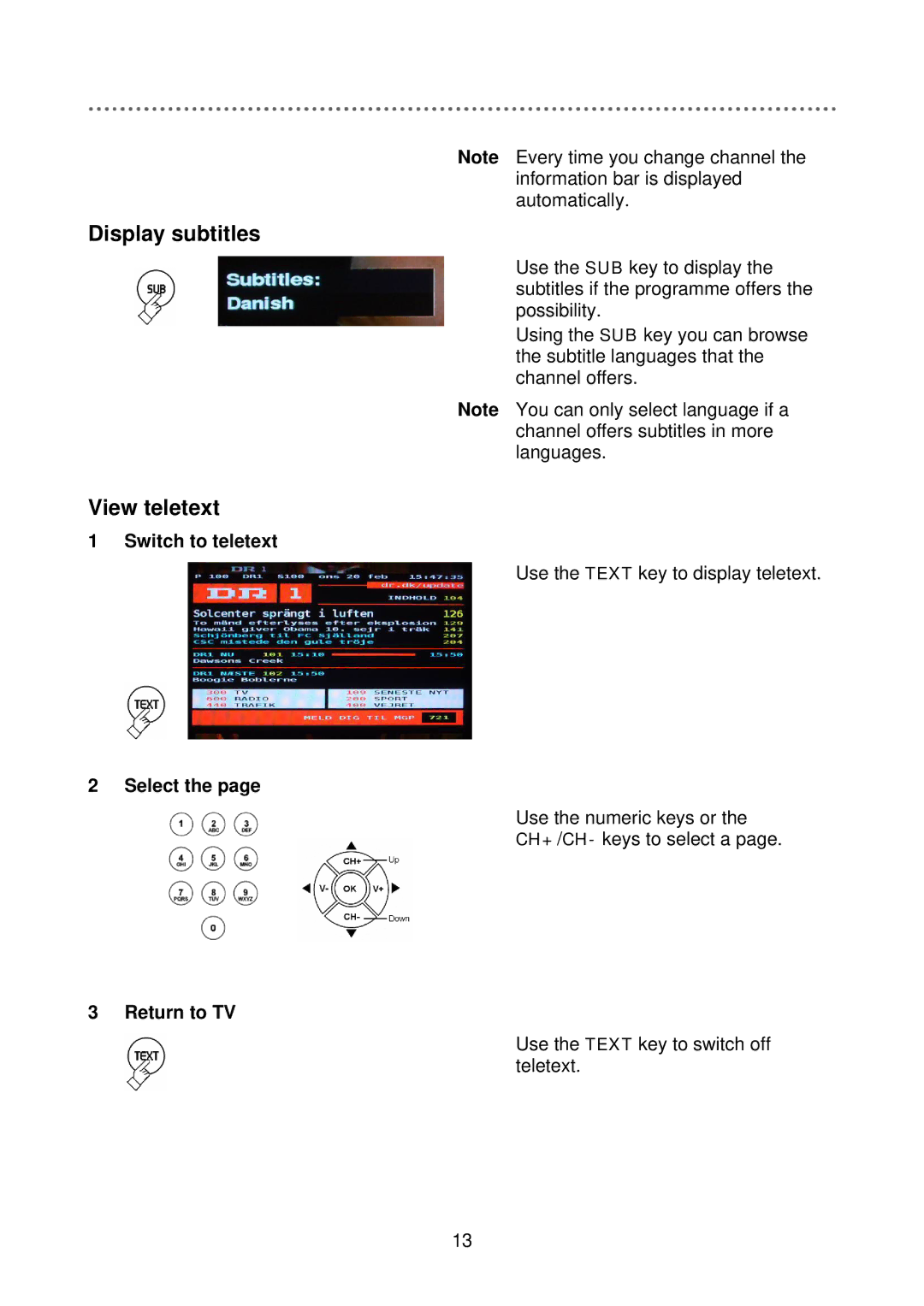 Triax C-HD415 CX manual Display subtitles, View teletext 