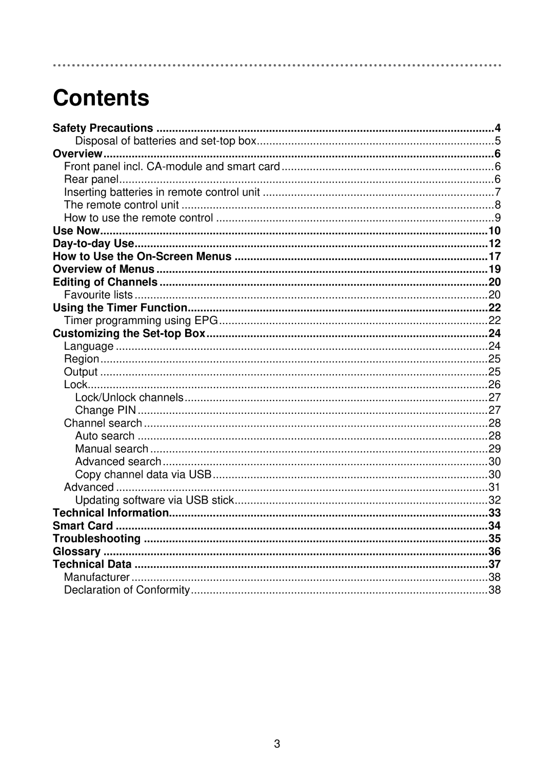 Triax C-HD415 CX manual Contents 