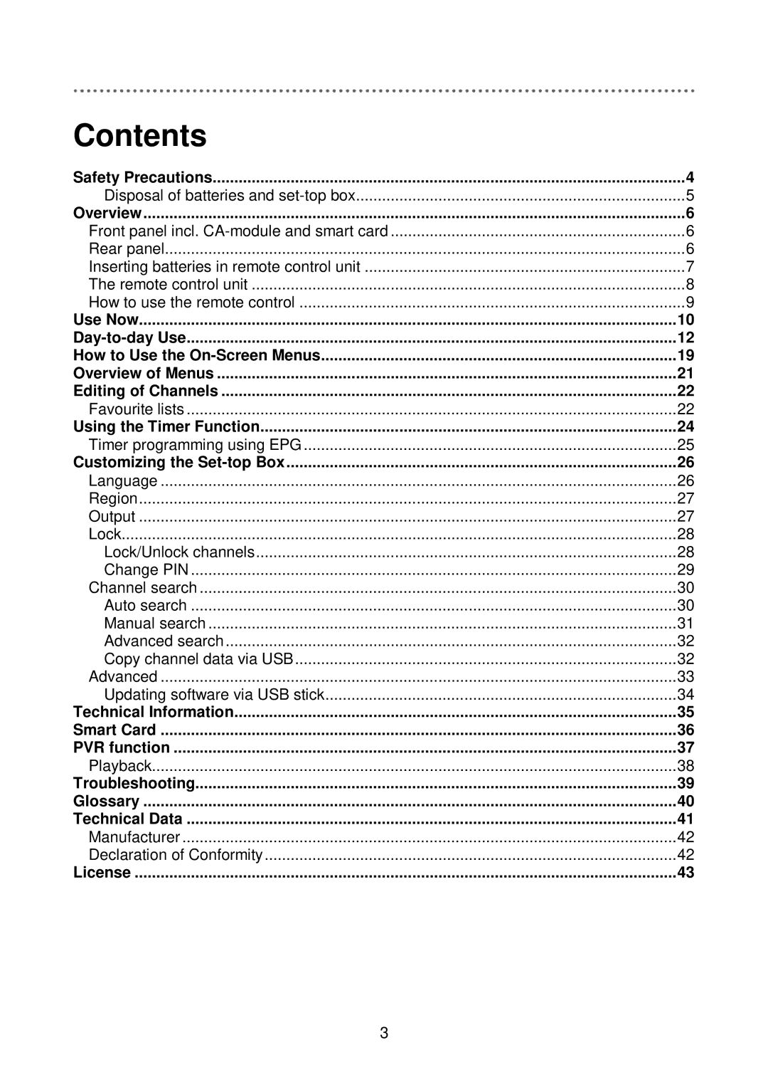 Triax C-HD417 CX manual Contents 