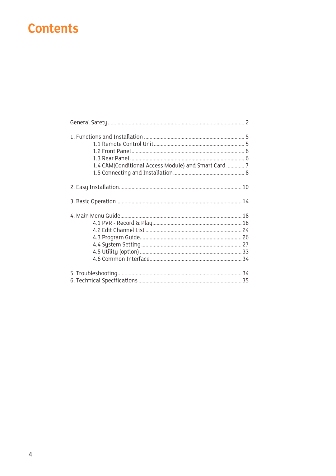 Triax SR 322 manual Contents 