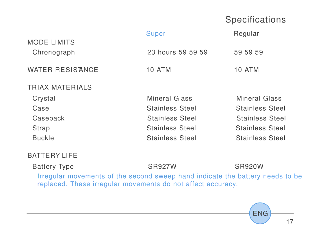 Triax SR927W, SR920W manual Specifications, Super 