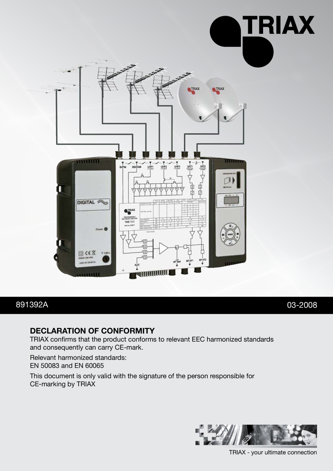 Triax TMB 10A, TMB 10S, TMB 10B manual Declaration of Conformity 