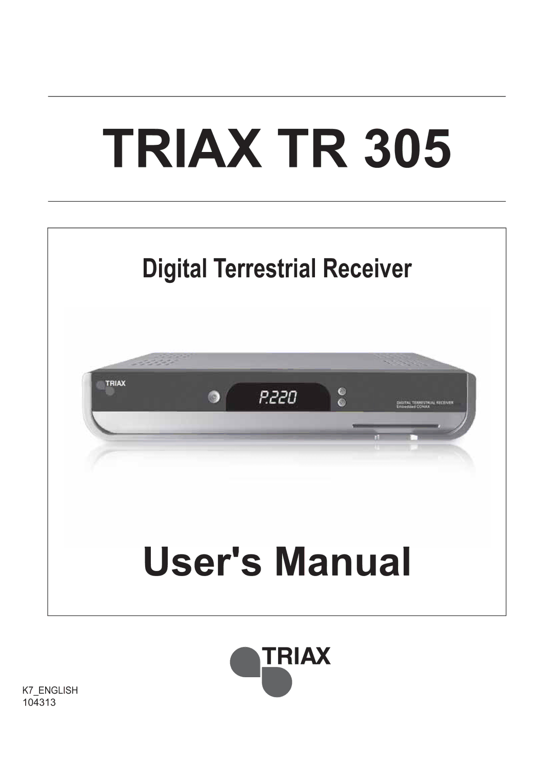 Triax TR 305 manual Triax TR 