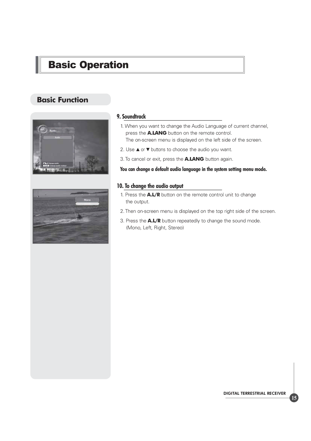 Triax TR 305 manual Soundtrack, To change the audio output 