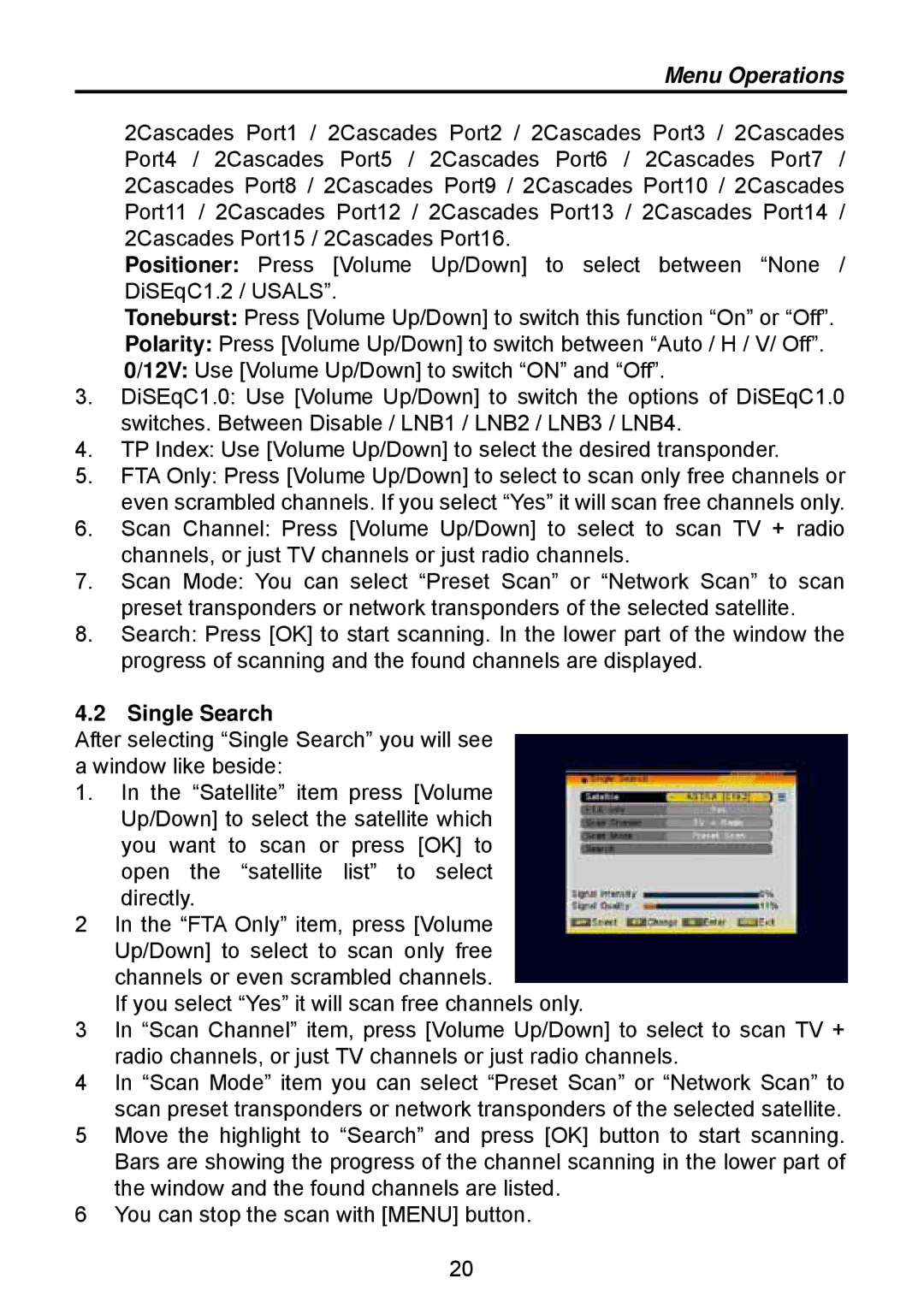 Triax TSR 1000 manual Single Search 