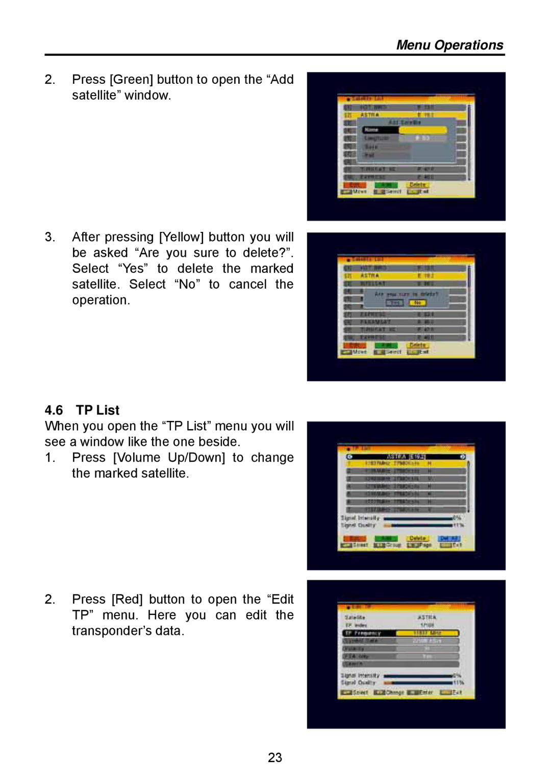 Triax TSR 1000 manual TP List 