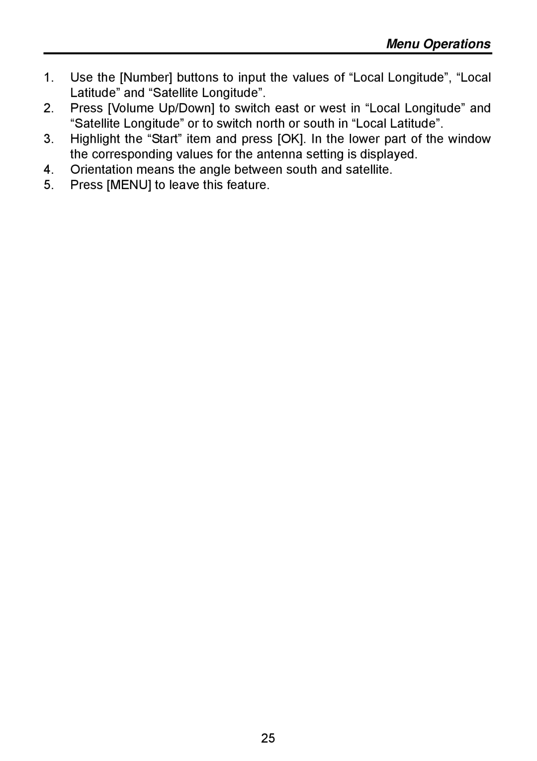 Triax TSR 1000 manual Menu Operations 