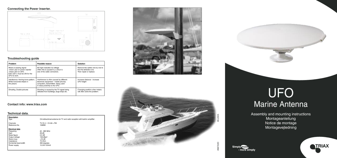 Triax UFO Marine Antenna manual Ufo 