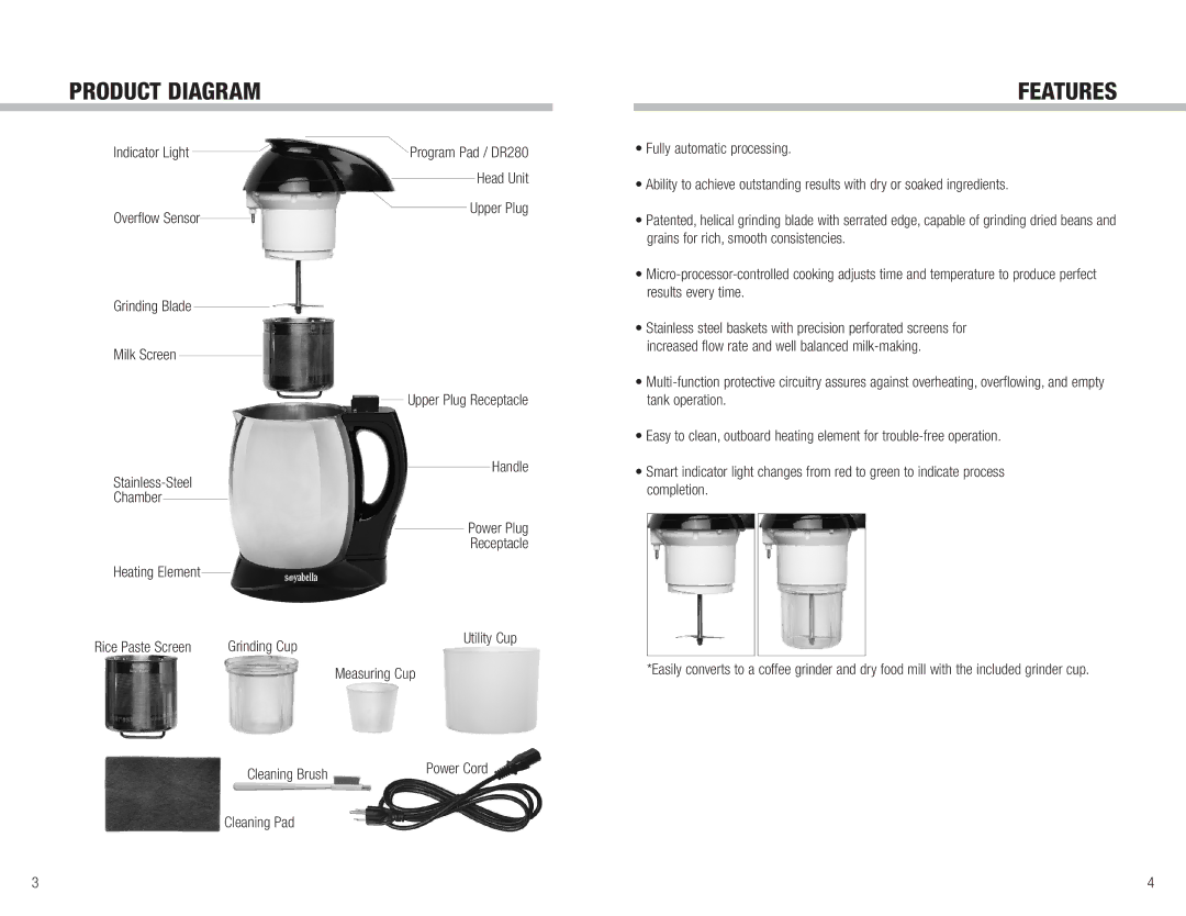 Tribest SB-130 manual Product Diagram Features 