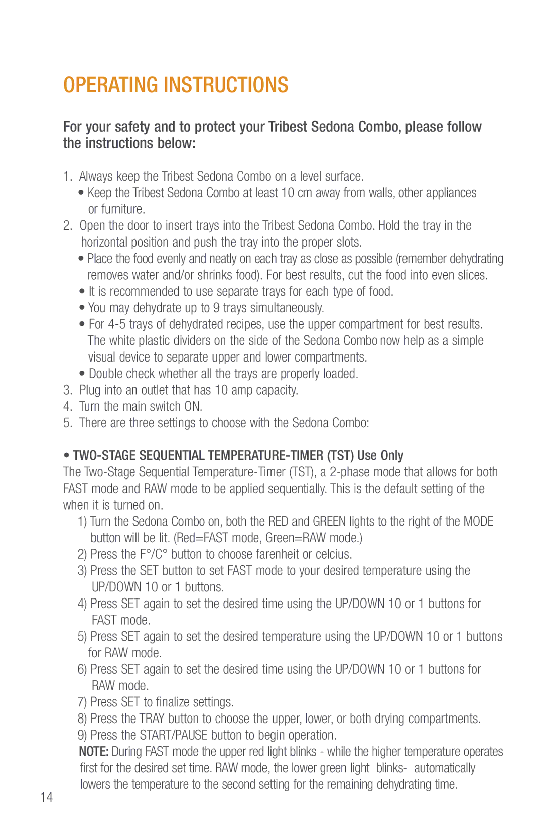 Tribest SD-P9000GP operation manual Operating Instructions 