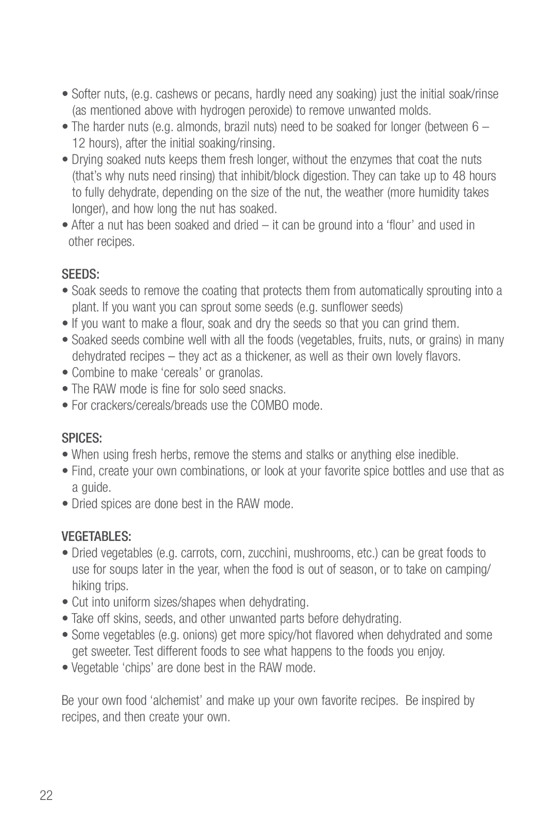 Tribest SD-P9000GP operation manual Seeds 