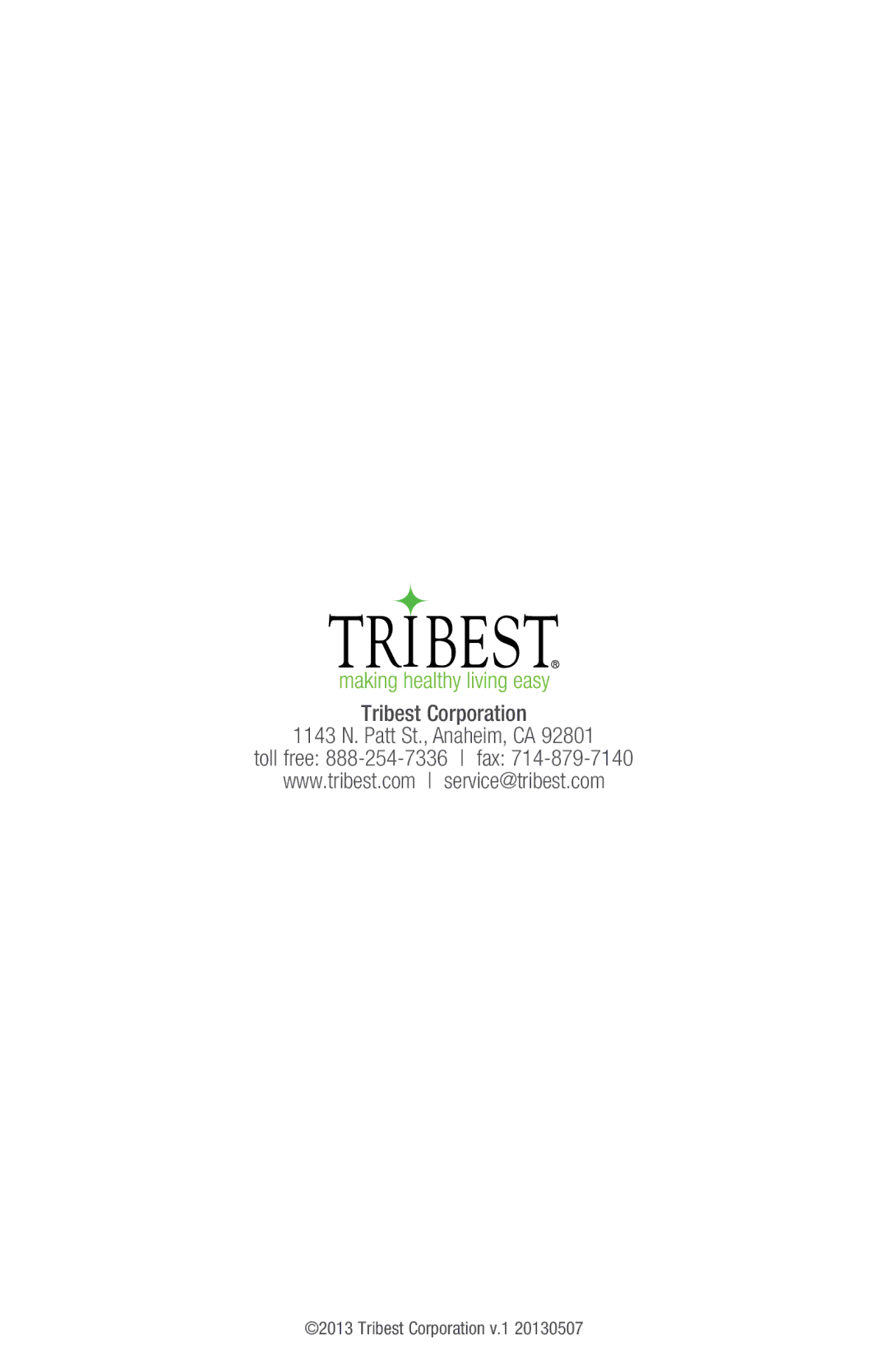 Tribest SD-P9000GP operation manual Tribest Corporation v.1 