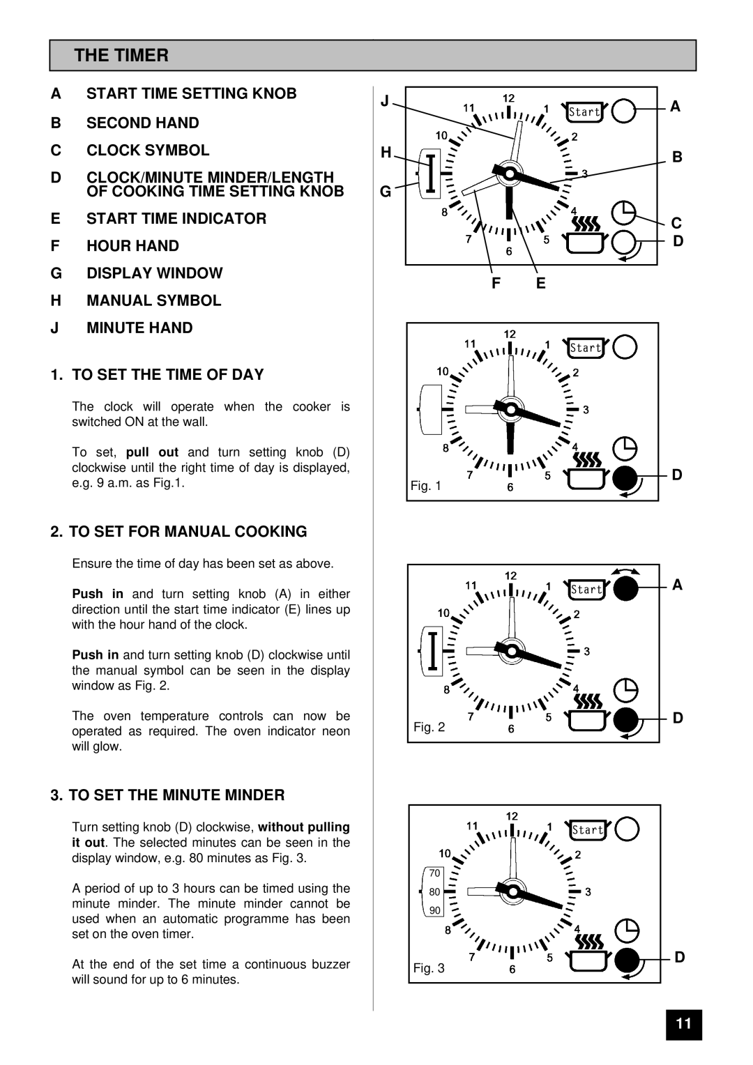 Tricity Bendix 2590S, 2560S installation instructions Timer, To SET for Manual Cooking, To SET the Minute Minder 