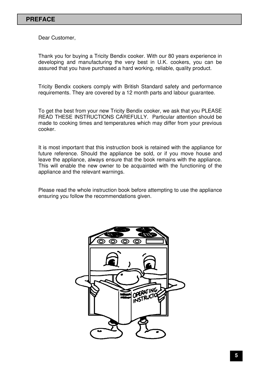 Tricity Bendix 2590S, 2560S installation instructions Preface 