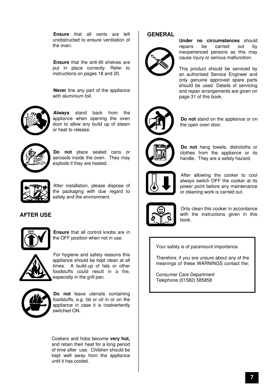 Tricity Bendix 2590S, 2560S installation instructions After USE, General 