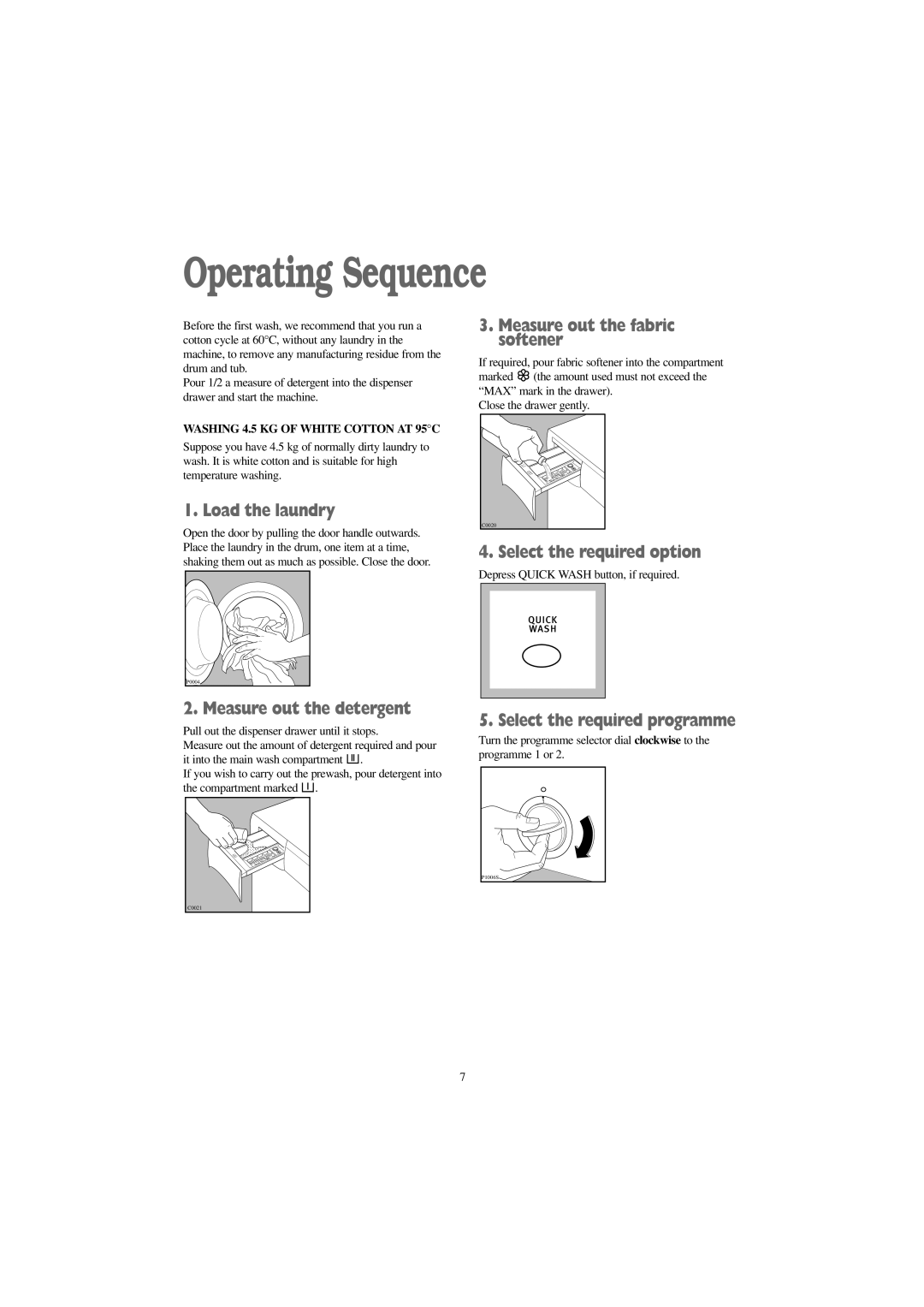 Tricity Bendix AW 900 W, AW 1100 S, AW 1100 W installation instructions Operating Sequence 