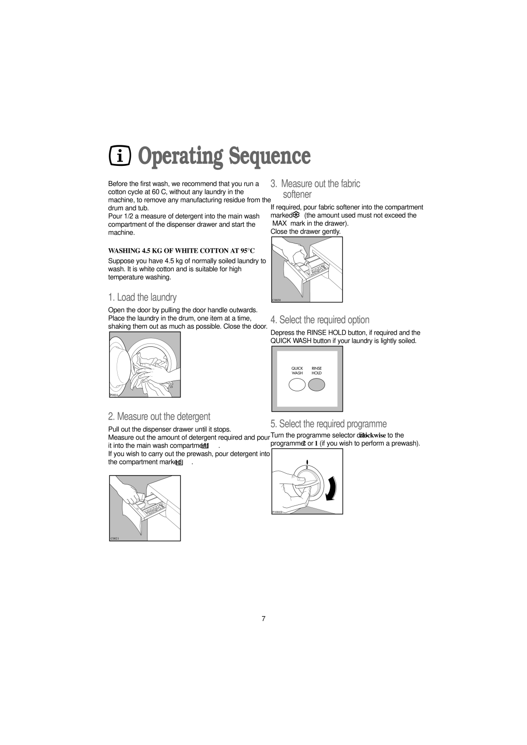 Tricity Bendix AW 1253 W installation instructions Operating Sequence 