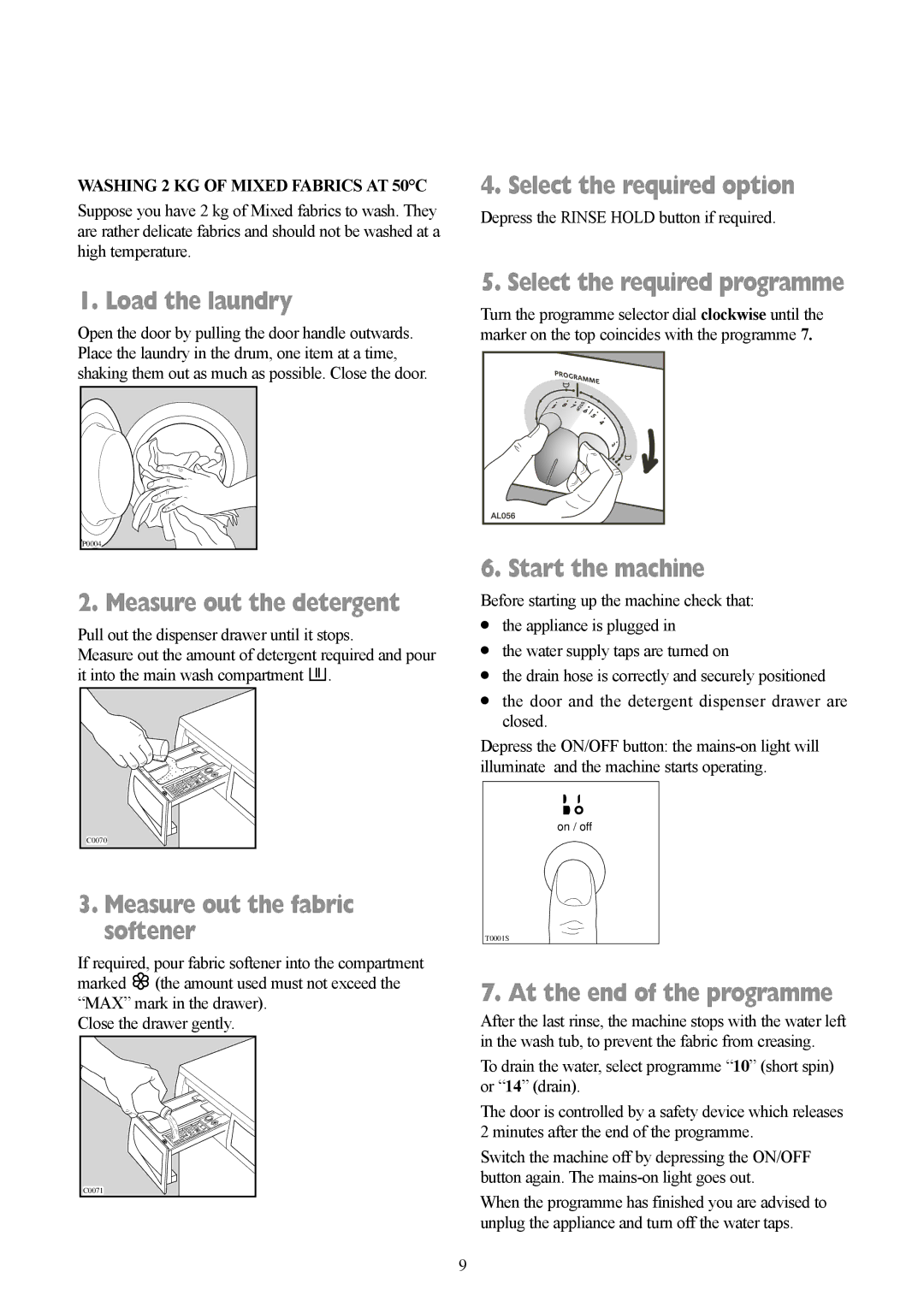 Tricity Bendix AW 1000 W, AW 850 W installation instructions Washing 2 KG of Mixed Fabrics AT 50C 