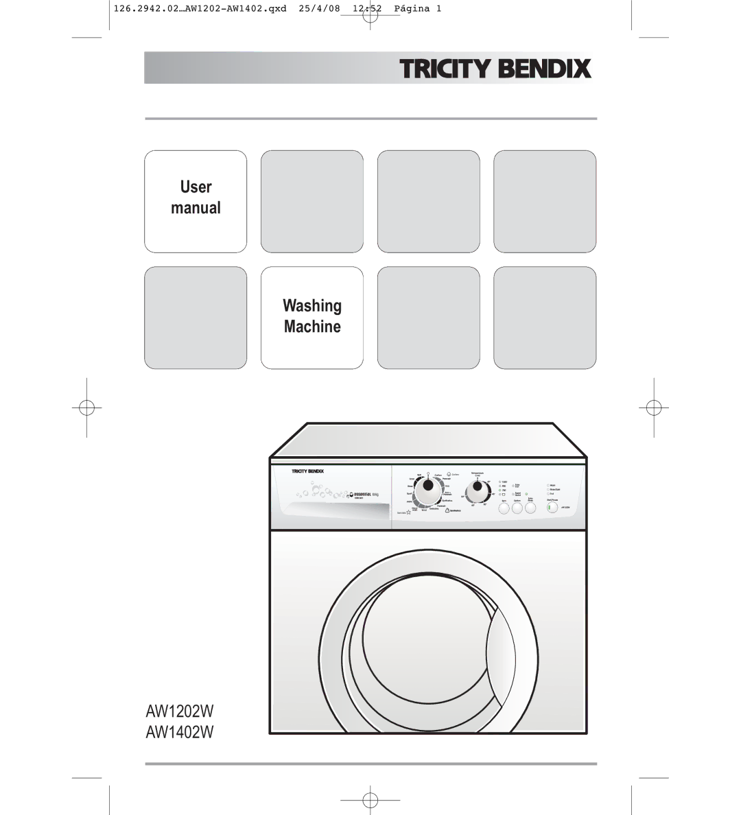 Tricity Bendix AW1202W, AW1402W user manual User Manual Washing Machine 