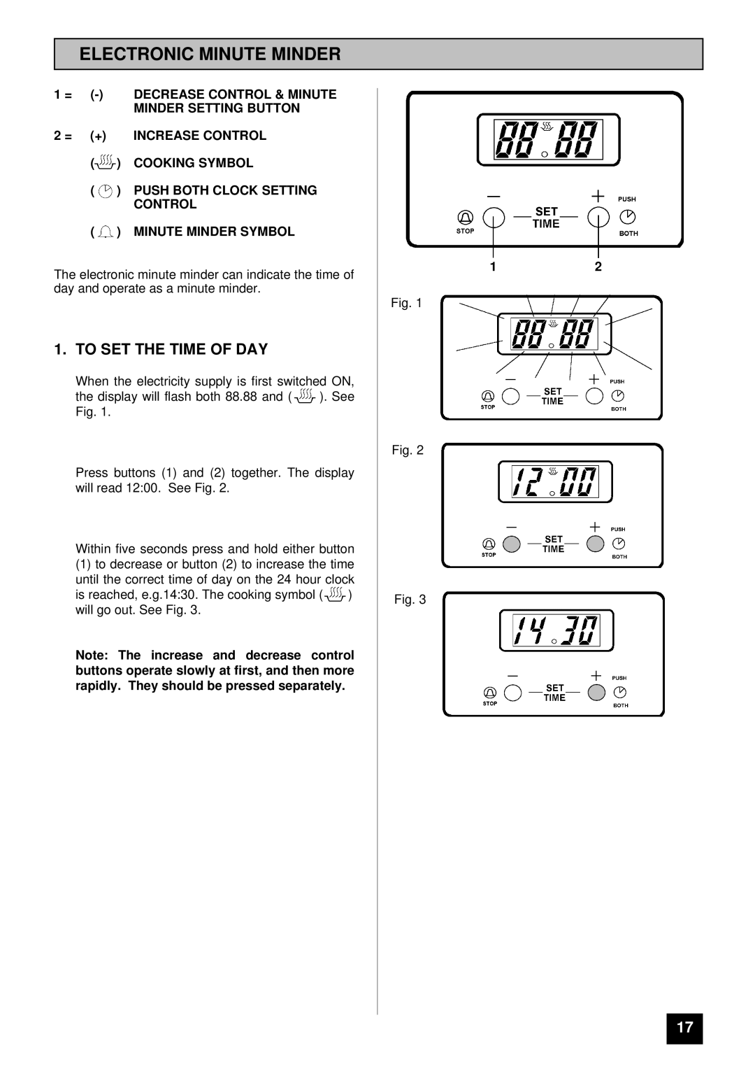 Tricity Bendix BD 911 installation instructions Electronic Minute Minder, To SET the Time of DAY 