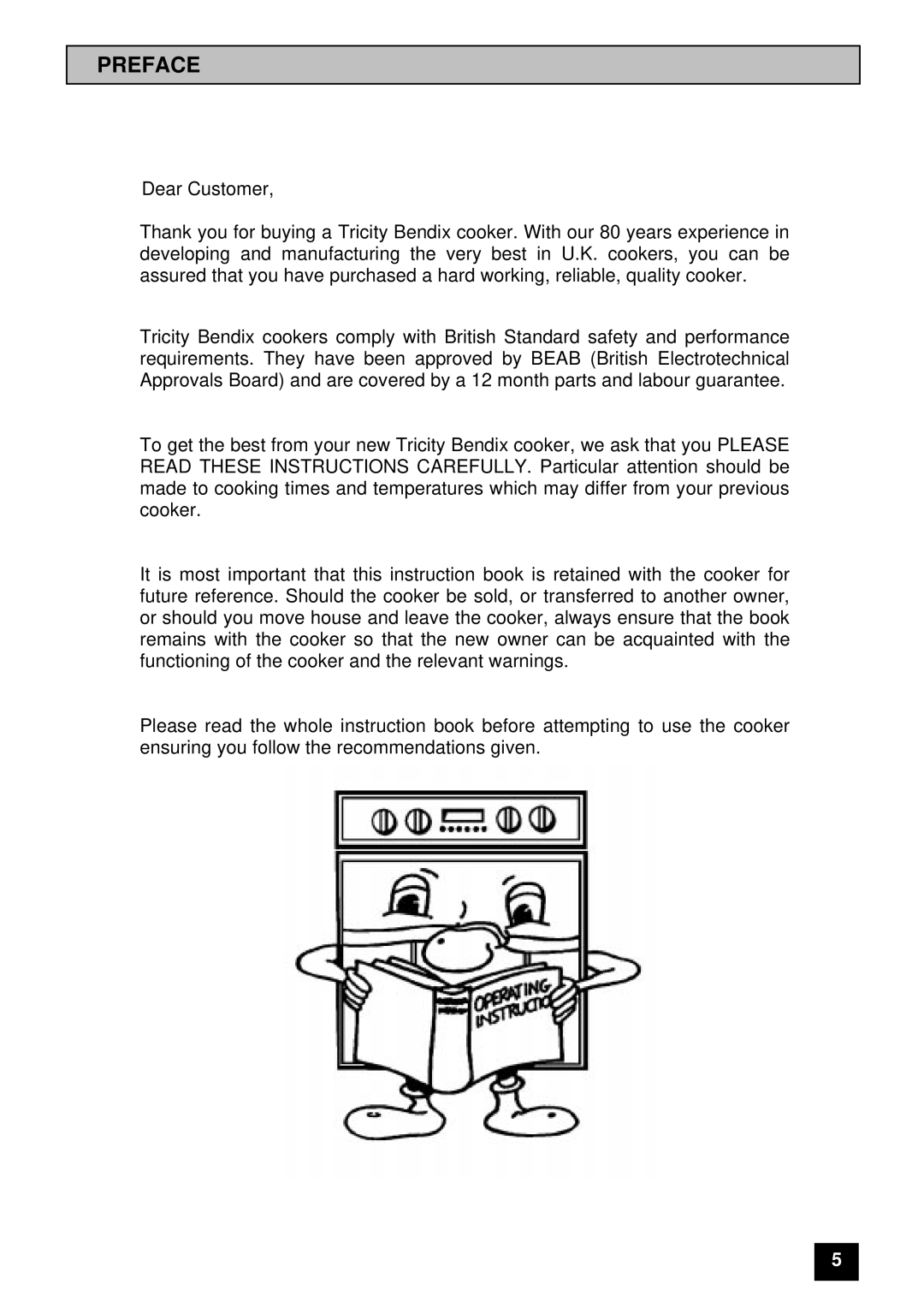 Tricity Bendix BD 911 installation instructions Preface 