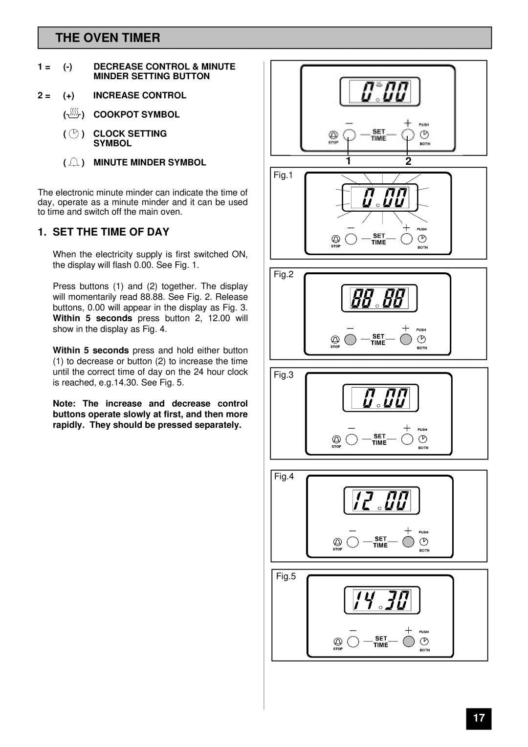 Tricity Bendix BD 912/2 installation instructions Oven Timer, SET the Time of DAY 