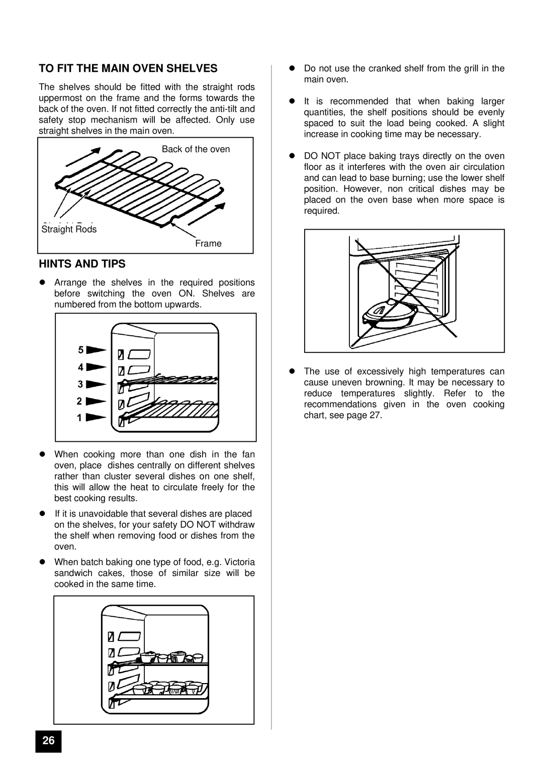 Tricity Bendix BD 912/2 installation instructions To FIT the Main Oven Shelves 