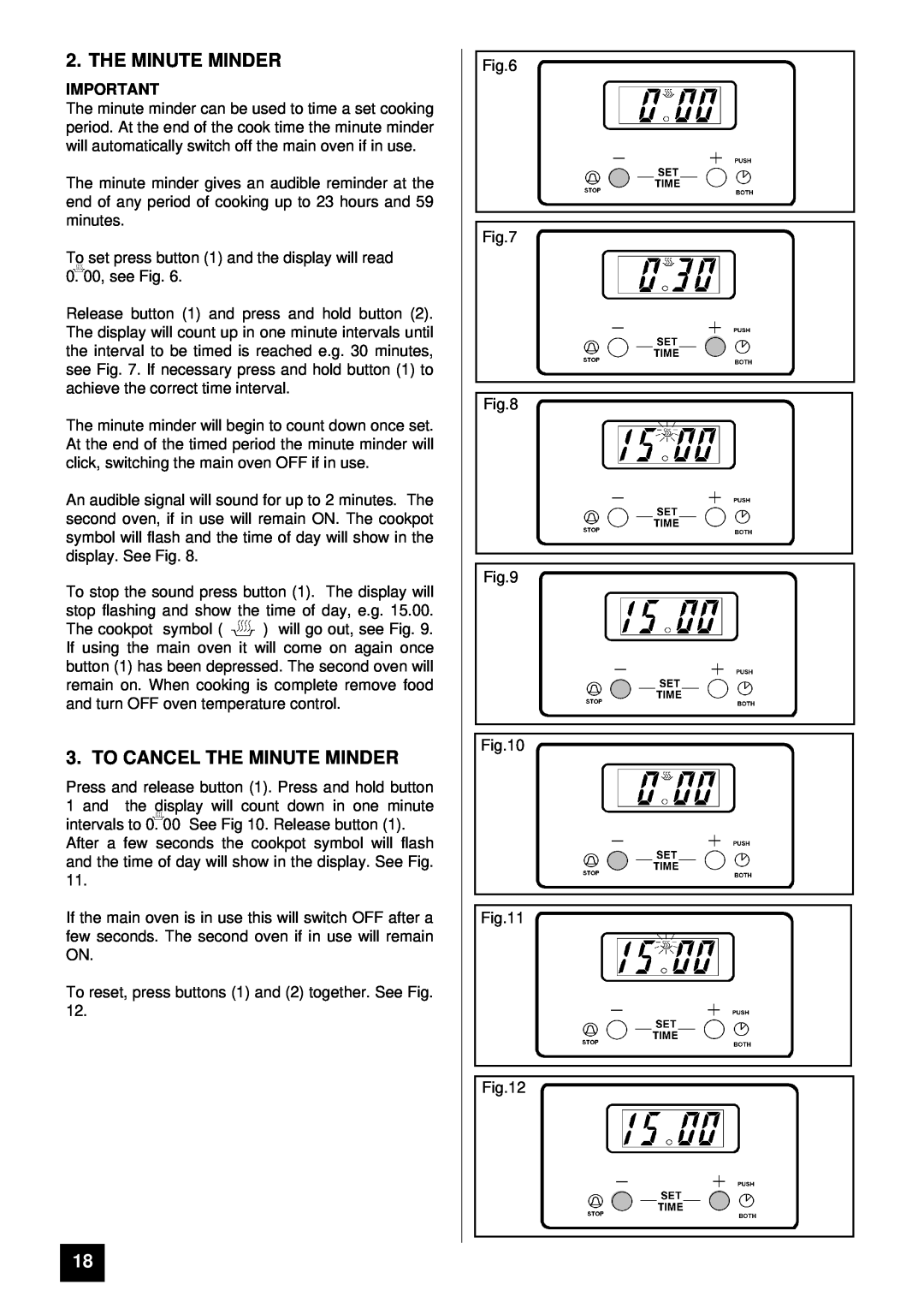 Tricity Bendix BD 912/2 installation instructions To Cancel The Minute Minder 