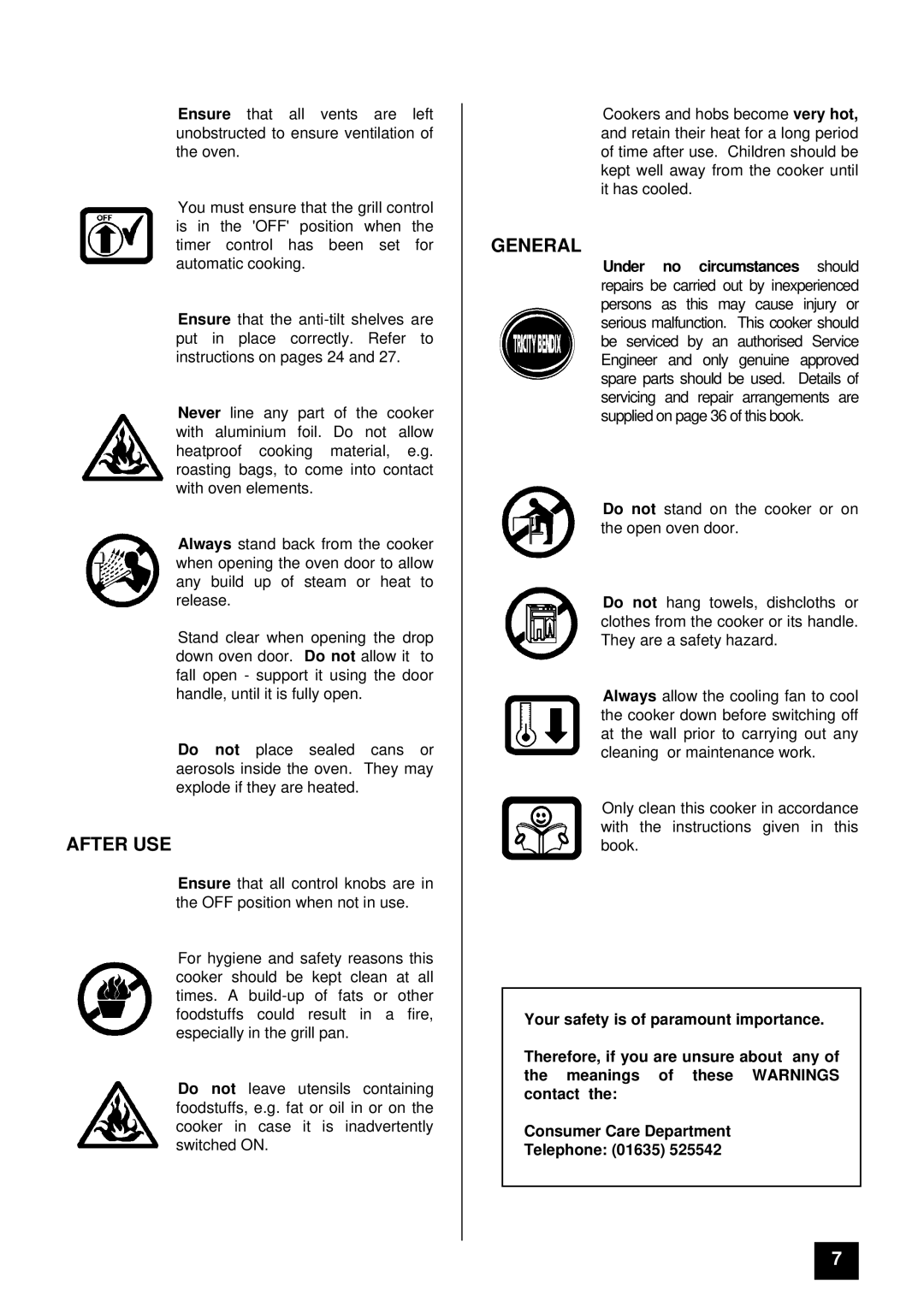 Tricity Bendix BD 913/2 installation instructions After USE, General 