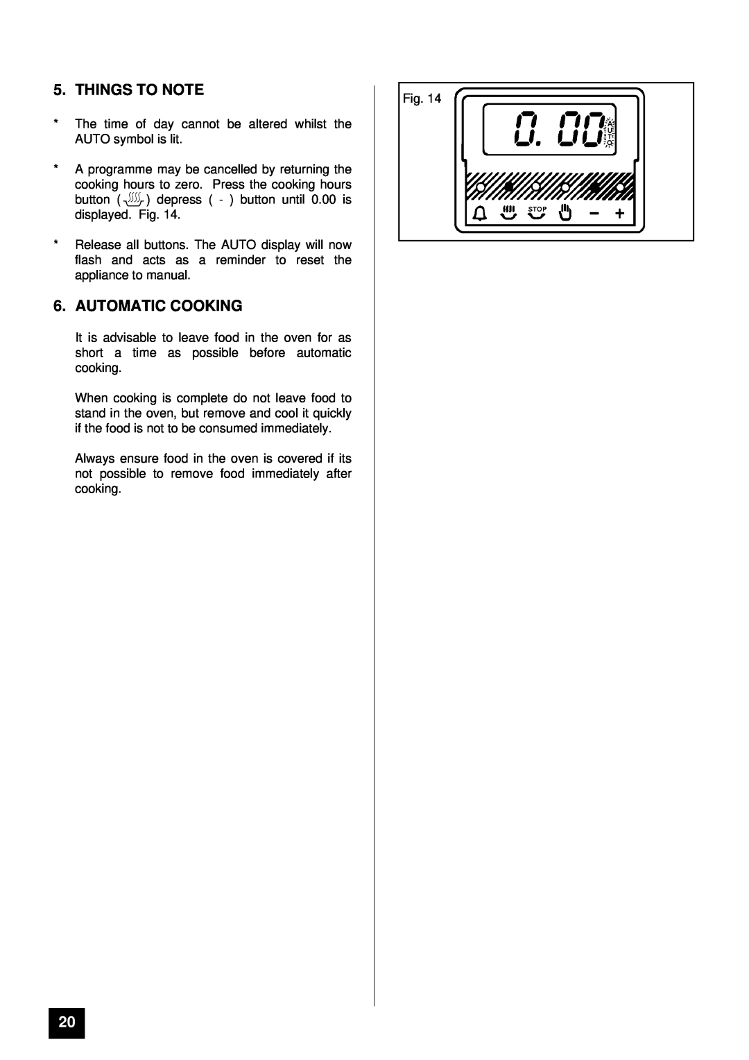Tricity Bendix BD 913/2 installation instructions Things To Note, Automatic Cooking 