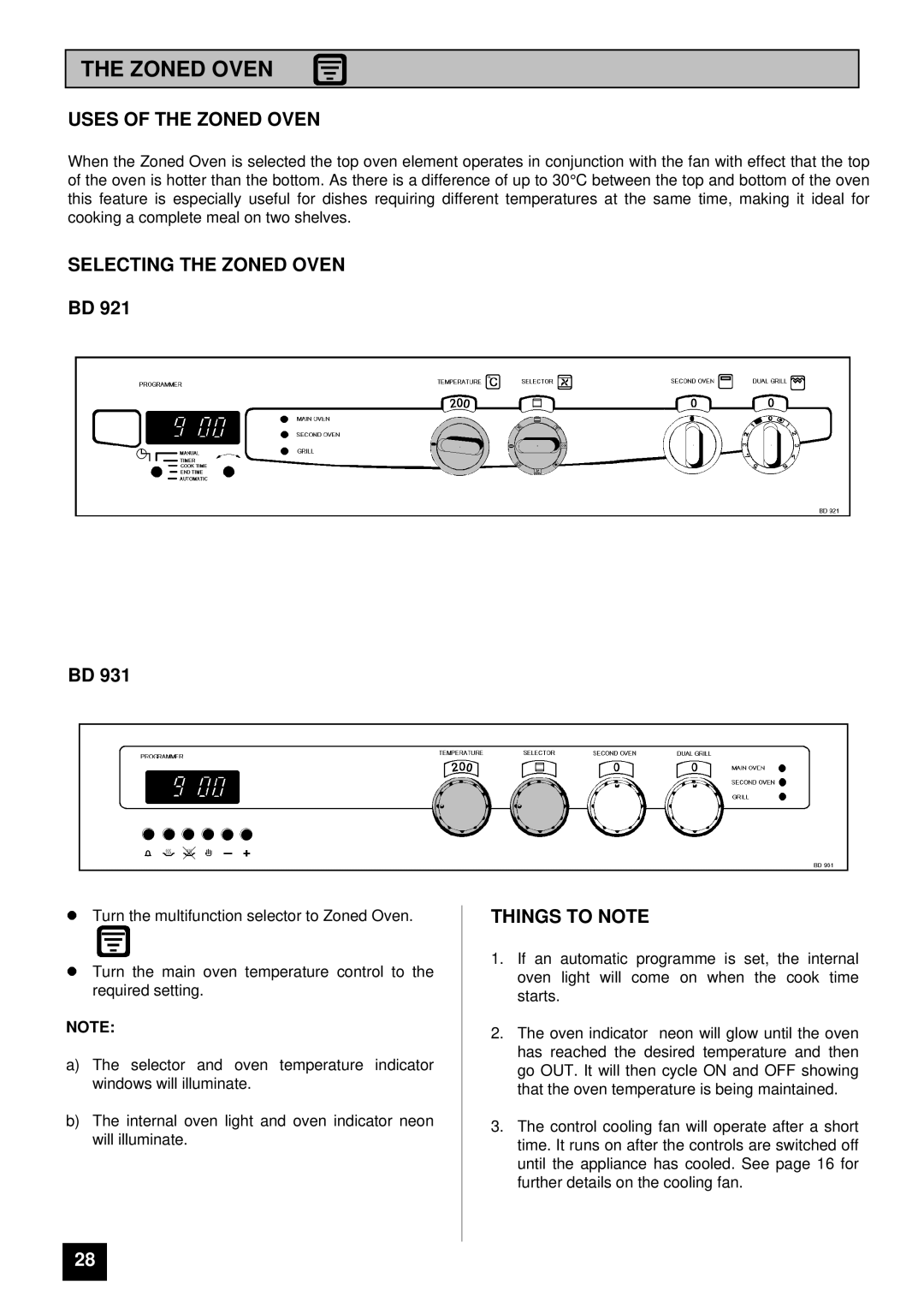 Tricity Bendix BD 921 installation instructions Uses of the Zoned Oven, Selecting the Zoned Oven BD 