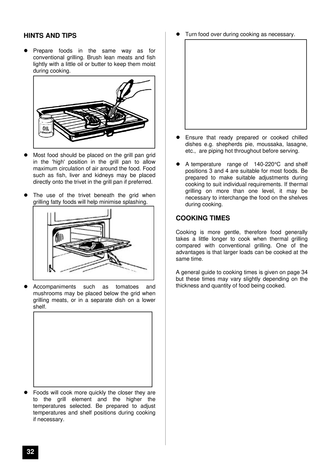 Tricity Bendix BD 921 installation instructions Cooking Times 