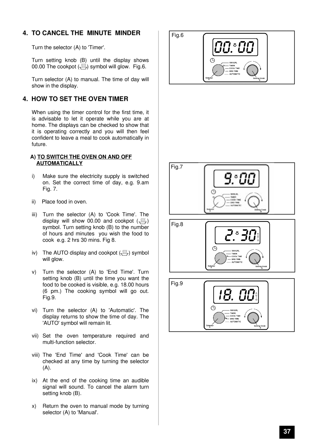 Tricity Bendix BD 921 To Cancel the Minute Minder, HOW to SET the Oven Timer, To Switch the Oven on and OFF Automatically 