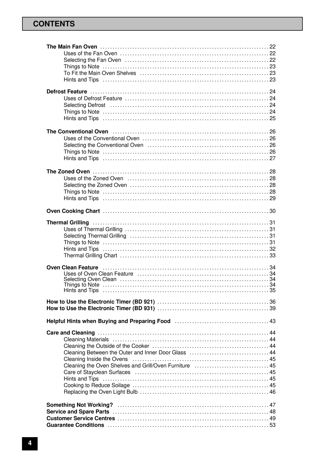 Tricity Bendix BD 921 installation instructions Cleaning the Oven Shelves and Grill/Oven Furniture 