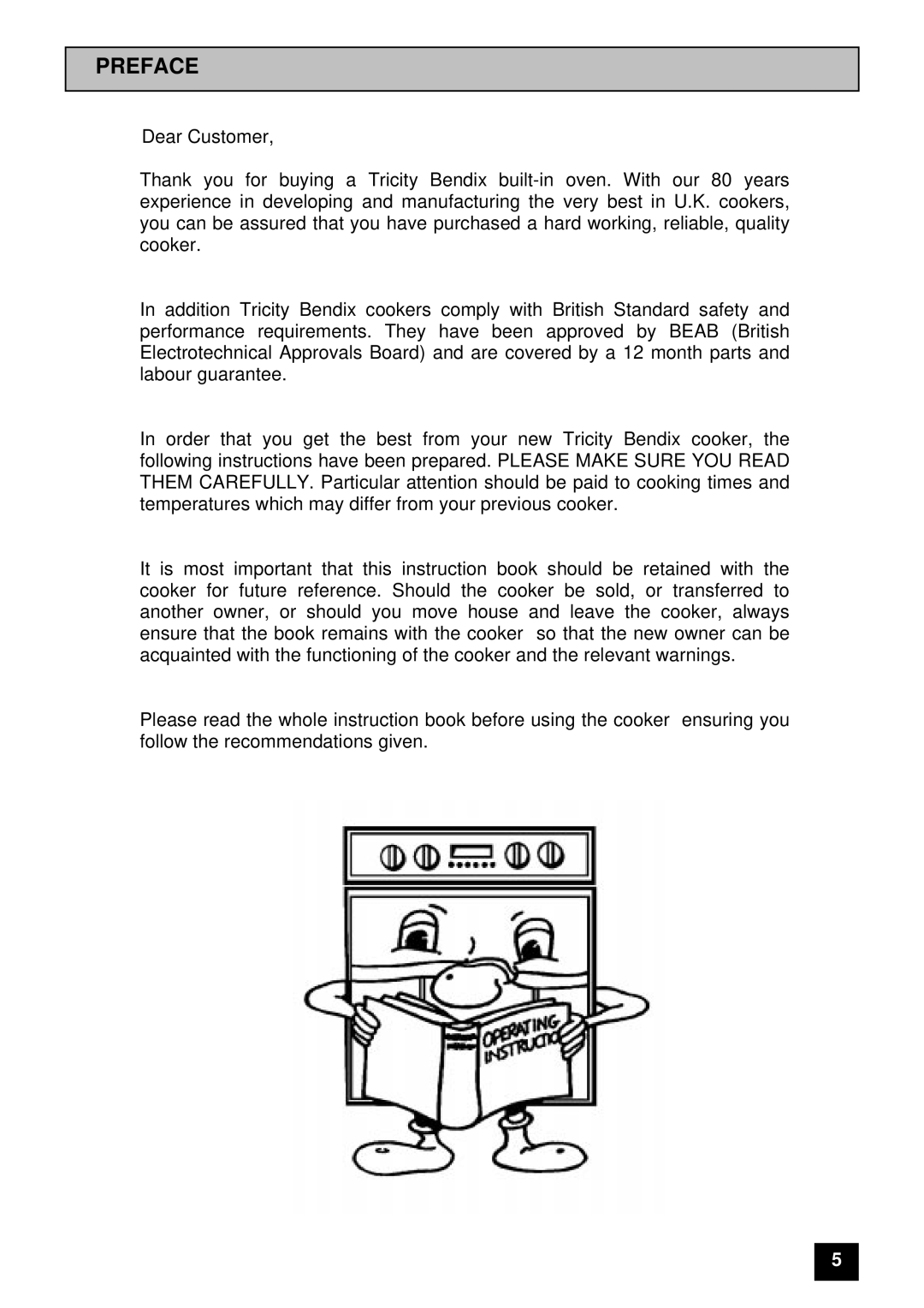 Tricity Bendix BD 921 installation instructions Preface 