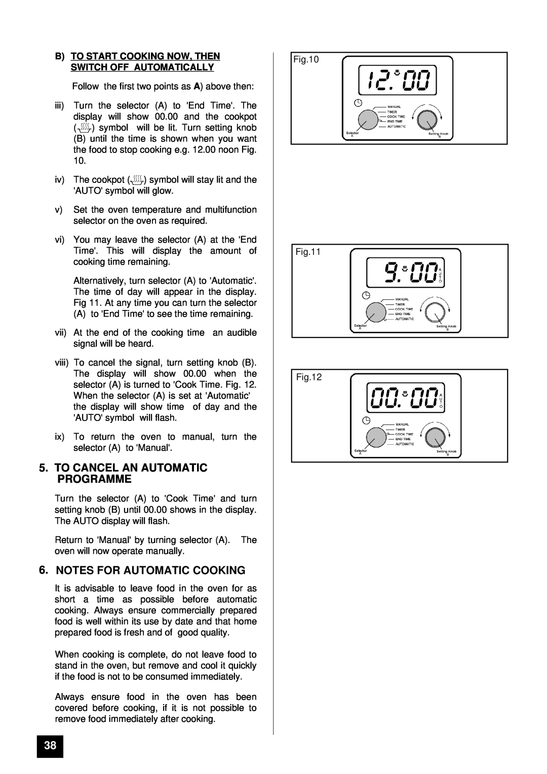 Tricity Bendix BD 921 installation instructions To Cancel An Automatic Programme, Notes For Automatic Cooking 