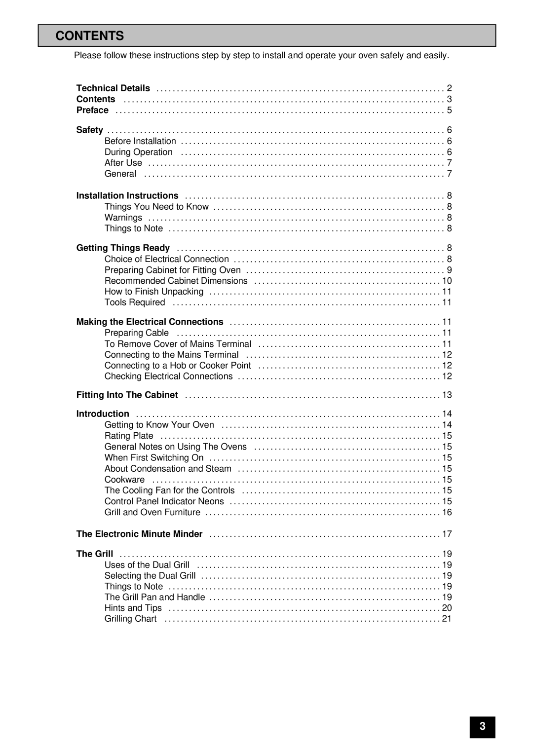 Tricity Bendix BD 985 installation instructions Contents 