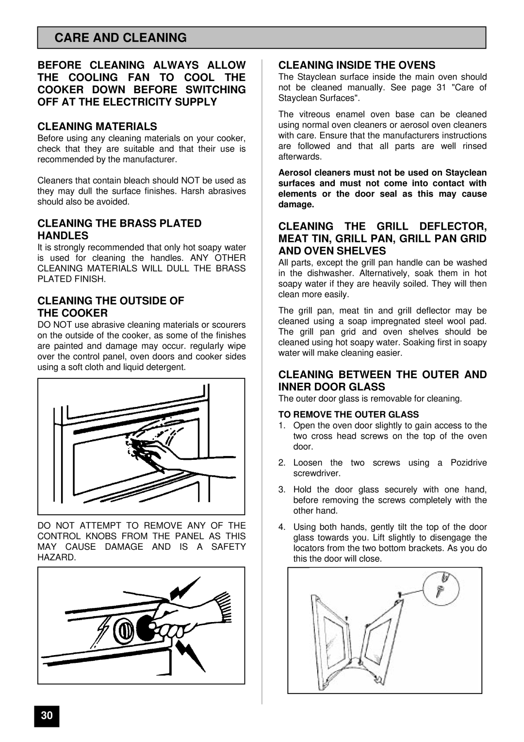 Tricity Bendix BD 985 Care and Cleaning, Cleaning the Brass Plated Handles, Cleaning the Outside Cooker 