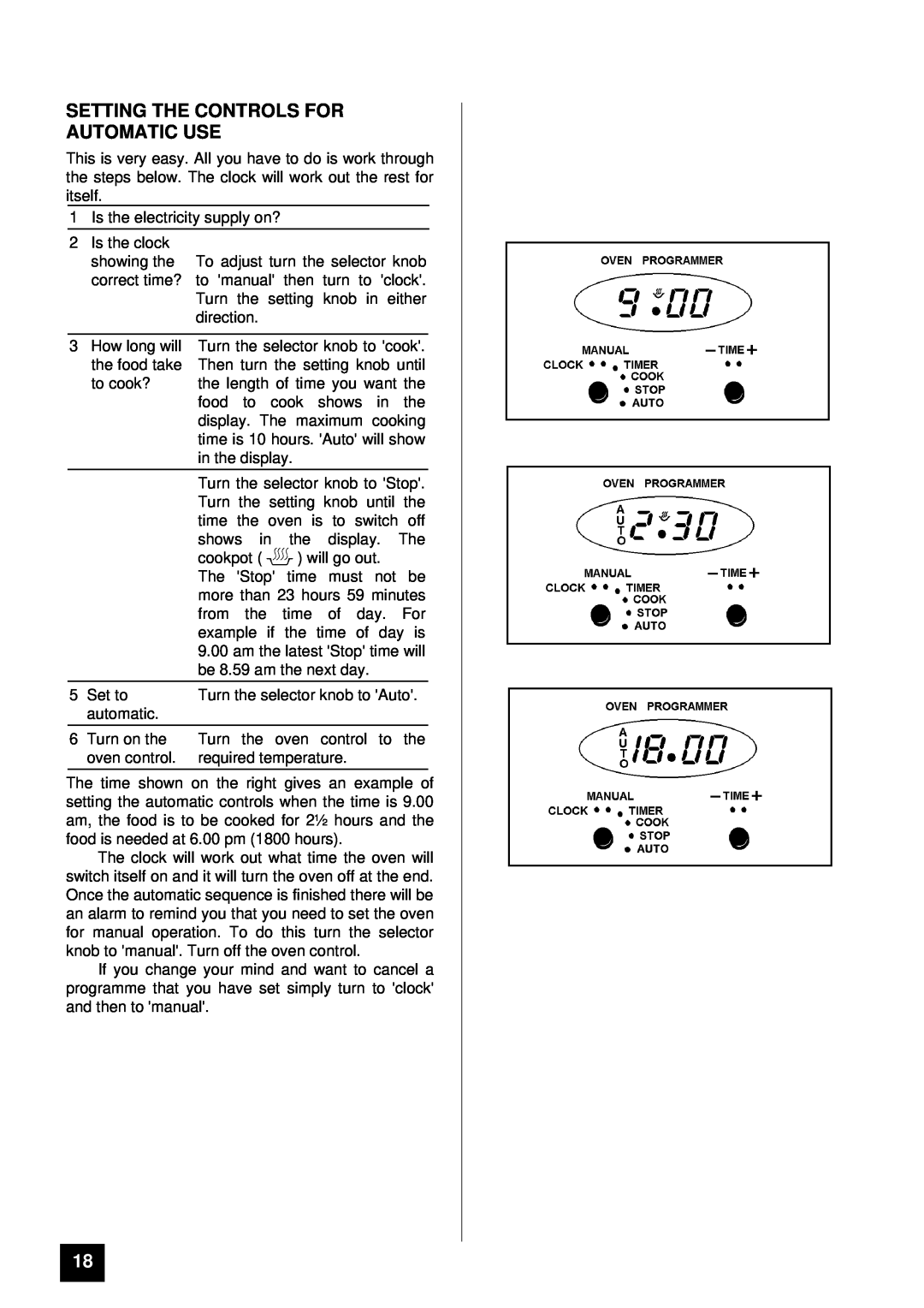 Tricity Bendix BD 985 installation instructions Setting The Controls For Automatic Use 