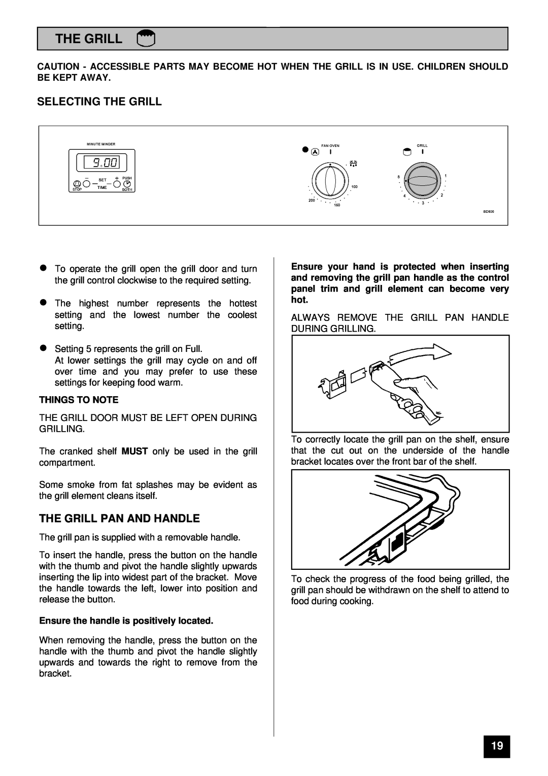 Tricity Bendix BD900 installation instructions Selecting The Grill, The Grill Pan And Handle, Things To Note 