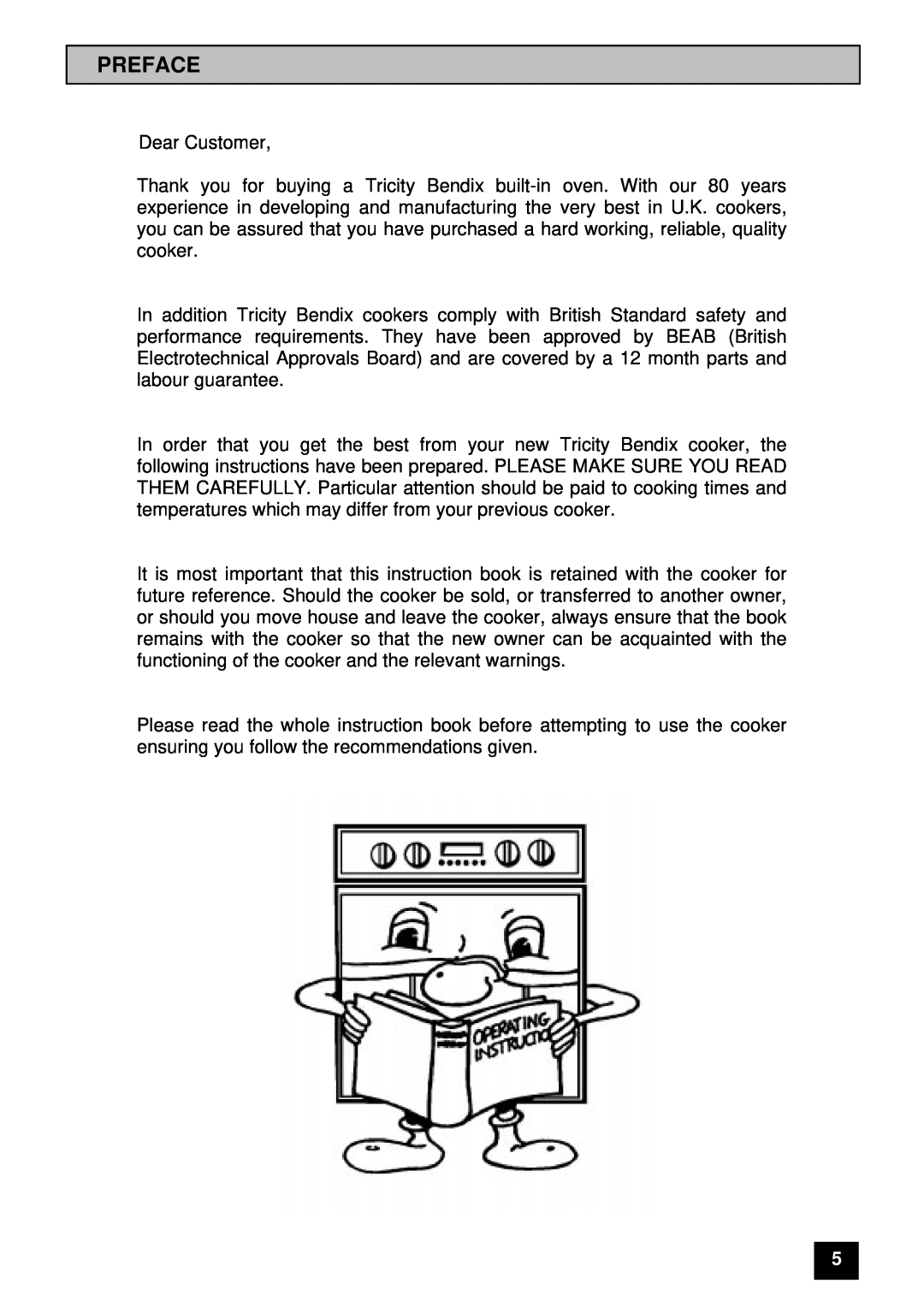 Tricity Bendix BD900 installation instructions Preface 