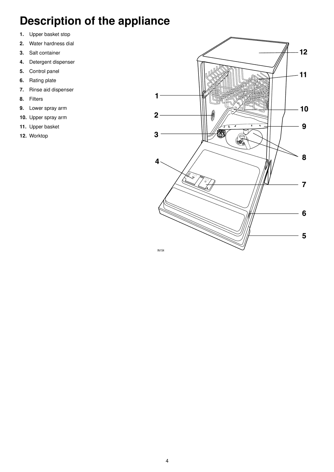 Tricity Bendix BDW 46 manual Description of the appliance 